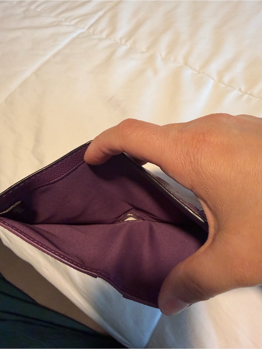 Coach Small Purple Leather Trifold Wallet - Picture 4 of 6